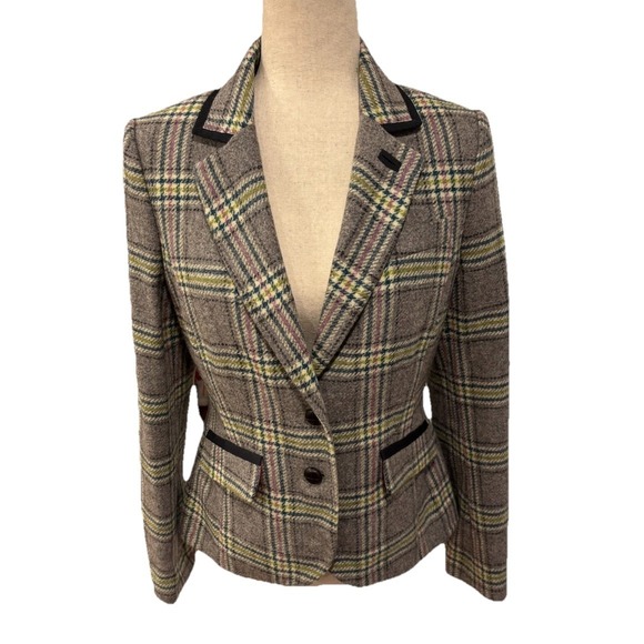 Boden Jackets & Blazers - Boden British Tweed By Moon Blazer Women's Plaid Blazer  100% Wool Size 6